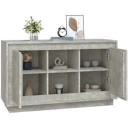 vidaXL 2 Door 2 Shelf Concrete Grey Wooden Sideboard - Size: 60 x 102 x 35cm - Wilko - thumbnail 4
