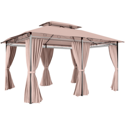 Outsunny 4 x 3m 2-Tier Brown Gazebo Shelter with Curtains - Size: 3 x 4m - Wilko - thumbnail 3