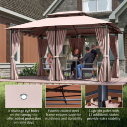 Outsunny 4 x 3m 2-Tier Brown Gazebo Shelter with Curtains - Size: 3 x 4m - Wilko - thumbnail 6