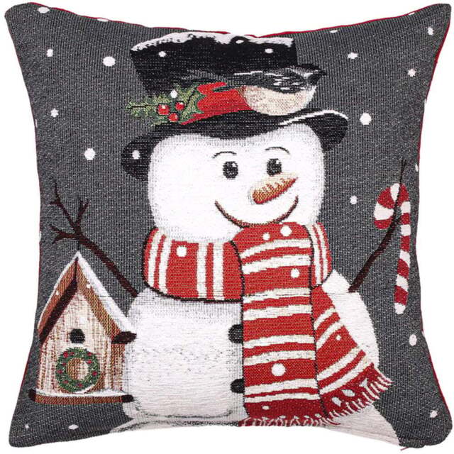 Noel Square Snowman Birdhouse Grey Cushion 43 x 43cm - Size: 43 x 43 x 5cm - Wilko - image 1