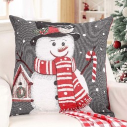 Noel Square Snowman Birdhouse Grey Cushion 43 x 43cm - Size: 43 x 43 x 5cm - Wilko - thumbnail 3
