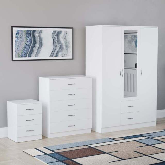 Vida Designs Riano White 3 Piece Bedroom Furniture Set - Wilko - image 1