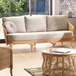 Desser Furniture Royal 3 Seater Roma Sage Natural Rattan Sofa - Brown - Wilko