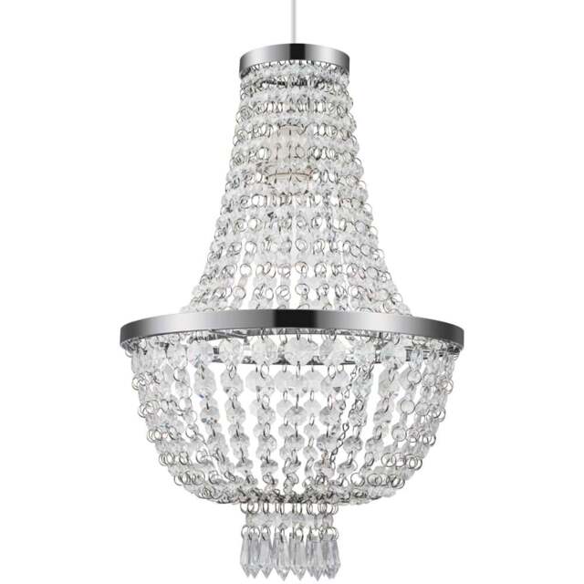Cosylyte Adelle Clear 2-Tier Easyfit Classic Beaded Lamp Shade - Size: 15 x 33 x 33cm - n/a - Wilko - image 1