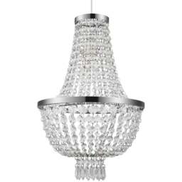 Cosylyte Adelle Clear 2-Tier Easyfit Classic Beaded Lamp Shade - Size: 15 x 33 x 33cm - n/a - Wilko
