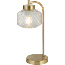 Lighting Collection Satin Brass and Clear Glass Table Lamp - Size: 38 x 20 x 15cm - Gold - Wilko - thumbnail 4