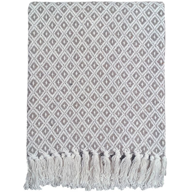 Rapport Home Natural Eden Recycled Cotton Geometric Throw 127 x 152cm - Size: 7 x 152 x 127cm - Cream - Wilko - image 1