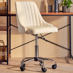 Interiors by Premier Brent Off White Swivel Home Office Chair - Size: 50 x 56 x 93cm - Multi - Wilko