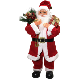 Samuel Alexander Red Standing Santa Claus Christmas Decoration with Present and Green Sack 80cm - Size: 80 x 28 x 28cm - Wilko - thumbnail 1