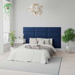Aspire EasyMount Navy Plush Velvet Upholstered Wall Mounted Headboard Panels 4 Pack - Blue - Aspire Beds - Wilko