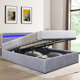 Comfy Living Double Light Grey Ottoman Bed Frame with LED - Wilko - thumbnail 1