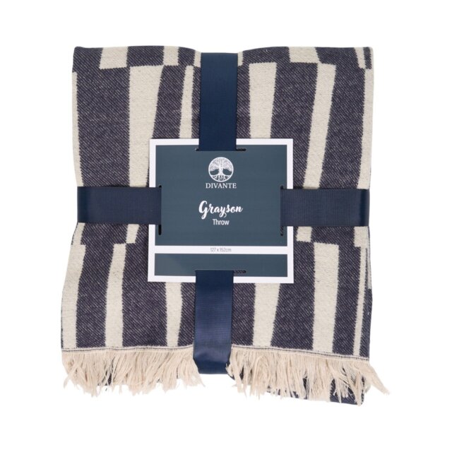 Grayson Woven Throw Navy - Divante - Wilko - image 1