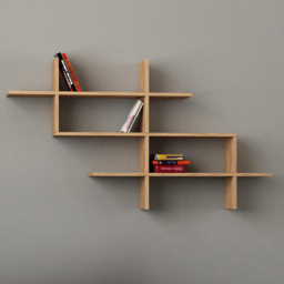 Decortie Halic 3 Shelf Oak Wall Mounted Bookcase - Size: 82.0  x 150.0  x 22.0 cm - Cream - Wilko - thumbnail 1