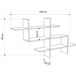 Decortie Halic 3 Shelf Oak Wall Mounted Bookcase - Size: 82.0  x 150.0  x 22.0 cm - Cream - Wilko - thumbnail 5