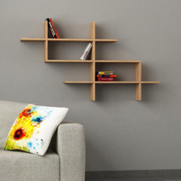 Decortie Halic 3 Shelf Oak Wall Mounted Bookcase - Size: 82.0  x 150.0  x 22.0 cm - Cream - Wilko - thumbnail 4