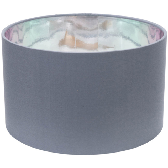 ValueLights Reni Grey and Metallic Chrome Small Ceiling Drum Lamp Shade 25cm - Size: 15 x 25 x 25cm - Wilko - image 1