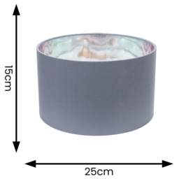 ValueLights Reni Grey and Metallic Chrome Small Ceiling Drum Lamp Shade 25cm - Size: 15 x 25 x 25cm - Wilko - thumbnail 5