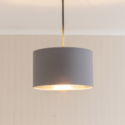 ValueLights Reni Grey and Metallic Chrome Small Ceiling Drum Lamp Shade 25cm - Size: 15 x 25 x 25cm - Wilko - thumbnail 4