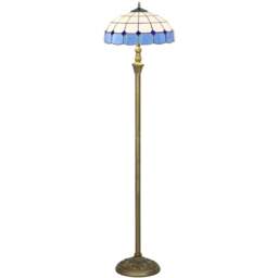 HOMCOM Blue Vintage Handcrafted Stained Glass Shade Floor Lamp - Size: 39 x 49 x 49cm - Bronze Tone and Blue - Wilko