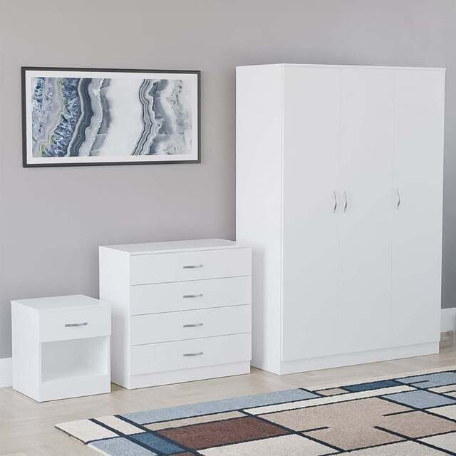 Vida Designs Riano White 3 Piece Bedroom Furniture Set - Wilko - image 1