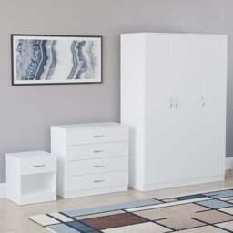 VIDA DESIGNS Riano White 3 Piece Bedroom Furniture Set - Wilko