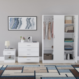 Vida Designs Riano White 3 Piece Bedroom Furniture Set - Wilko - thumbnail 4