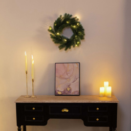Charles Bentley Pre Lit Faux Christmas Wreath Green 50cm - Size: 33cm - Wilko - thumbnail 4