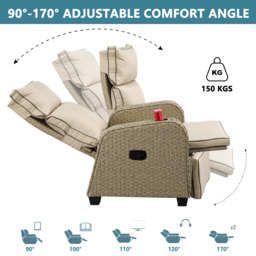 Furniture One Rattan Adjustable Garden Recliner Chair - Yellow - Wilko - thumbnail 5
