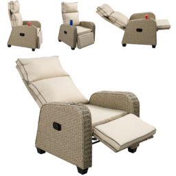 Furniture One Rattan Adjustable Garden Recliner Chair - Yellow - Wilko - thumbnail 4