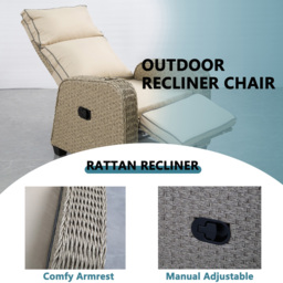 Furniture One Rattan Adjustable Garden Recliner Chair - Yellow - Wilko - thumbnail 6
