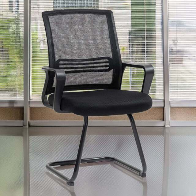 Portland Black Mesh Office Chair with Sled Base - Size: 93 x 57.5 x 58.5cm - Wilko - image 1
