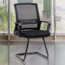 Portland Black Mesh Office Chair with Sled Base - Size: 93 x 57.5 x 58.5cm - Wilko - thumbnail 1