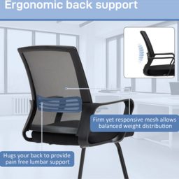 Portland Black Mesh Office Chair with Sled Base - Size: 93 x 57.5 x 58.5cm - Wilko - thumbnail 5