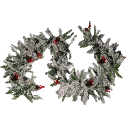 Marco Paul Snow Flocked Christmas Garland 274cm - Size: 10 x 274 x 10cm - Green - Wilko - thumbnail 1