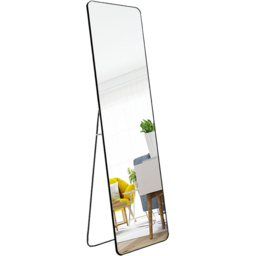 Living and Home Black Frame Full Length Standing Mirror 47 x 157cm - Size: 157 x 47cm - Wilko - thumbnail 4