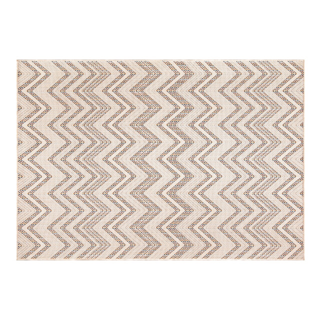 Palma Zigzag Indoor and Outdoor Rug - Neutral/120cm - Wilko - image 1
