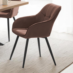 tectake Marilyn Set of 4 Brown and Black Quilted Velvet Dining Chair - Wilko