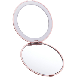 Living and Home Double Sided LED Vanity Mirror - Size: 1 x 9 x 9cm - Pink - Wilko - thumbnail 4