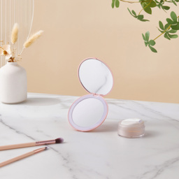 Living and Home Double Sided LED Vanity Mirror - Size: 1 x 9 x 9cm - Pink - Wilko - thumbnail 3