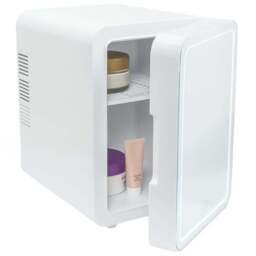 ValueLights Beauty Mini Fridge 4L with LED Mirror - Size: 25 x 24 x 18cm - White - Wilko