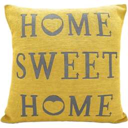 Velosso Home Sweet Home Ochre Filled Cushion 43 x 43cm 2 Pack - Yellow - Wilko