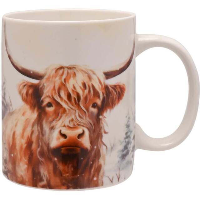 The Seasonal Gift Co. Highland Cow Mug - Size: 10 x 12 x 8cm - White - Wilko - image 1