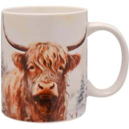 The Seasonal Gift Co. Highland Cow Mug - Size: 10 x 12 x 8cm - White - Wilko