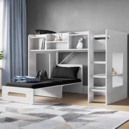 Flair Wizard White Junior High Sleeper with Black Futon - Size: Single - Wilko - thumbnail 1