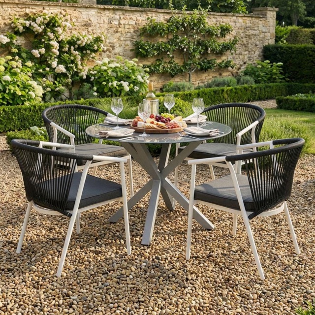 Maisie Dining Set - Grey and Black - Size: 4 Seater - Wilko - image 1