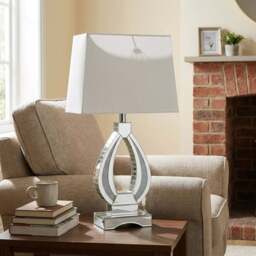 Eternity White Oval Crystal Encased Table Lamp - Size: 25 x 38 x 6cm - Wilko - thumbnail 5