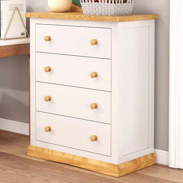 Cabinet Bits Trevi 4 Drawer Off White Wood Knob Chest of Drawers - Wilko - image 1