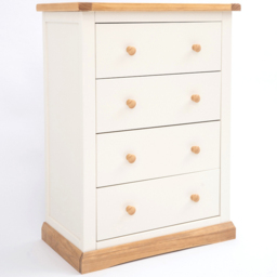 Cabinet Bits Trevi 4 Drawer Off White Wood Knob Chest of Drawers - Wilko - thumbnail 4
