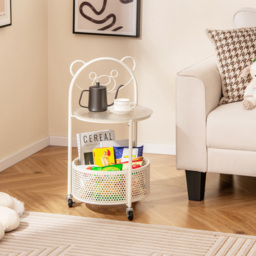 Costway Single Shelf White Bear Pattern Glass Side Table - Size: 40 x 36 x 71cm - Wilko - thumbnail 5