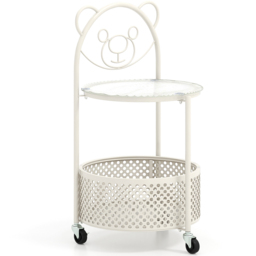 Costway Single Shelf White Bear Pattern Glass Side Table - Size: 40 x 36 x 71cm - Wilko - thumbnail 3